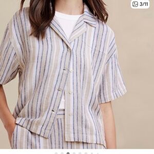 NWT Banana Republic Tan and Navy Striped Shirt